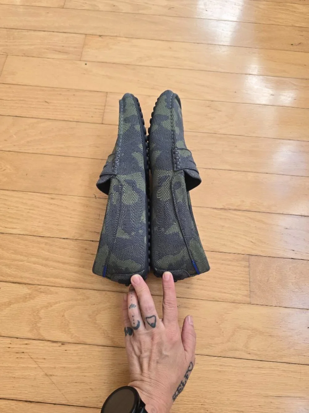 Rothy's | The Driving Camo Olive Green Knit Slip On Loafers | Men's 12